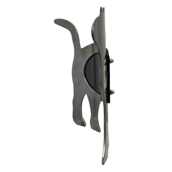 Cat Photo Frame Large Metal Freestanding Curved Large 11” Table Decor Silver 4x6 - Picture 8 of 16